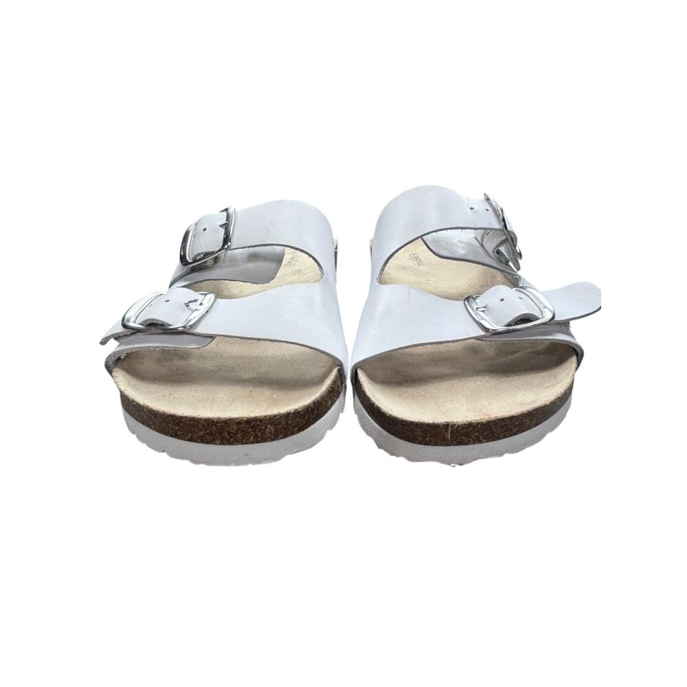White Sonoma Leather Double Buckle Sandals Size 9.5 - Picture 5 of 8